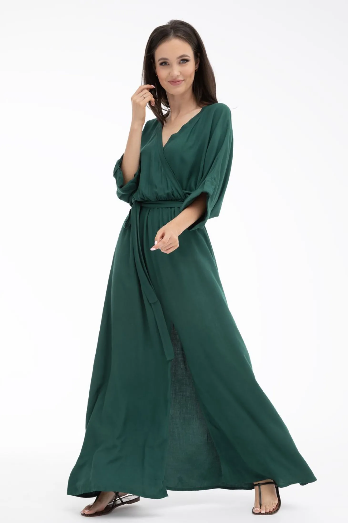 Długa sukienka z wiązaniem Emerald Dream