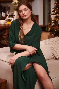 Długa sukienka z wiązaniem Emerald Dream