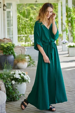 Długa sukienka z wiązaniem Emerald Dream