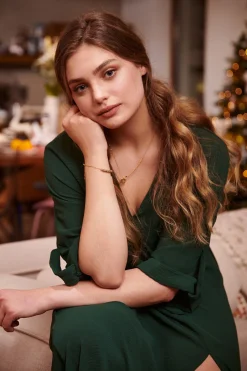 Długa sukienka z wiązaniem Emerald Dream