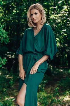 Długa sukienka z wiązaniem Emerald Dream