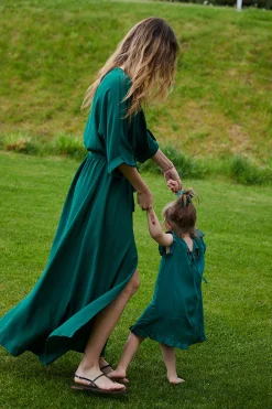 Długa sukienka z wiązaniem Emerald Dream