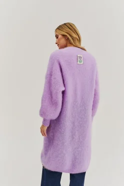 Długi kardigan moherowy Lavender Blush