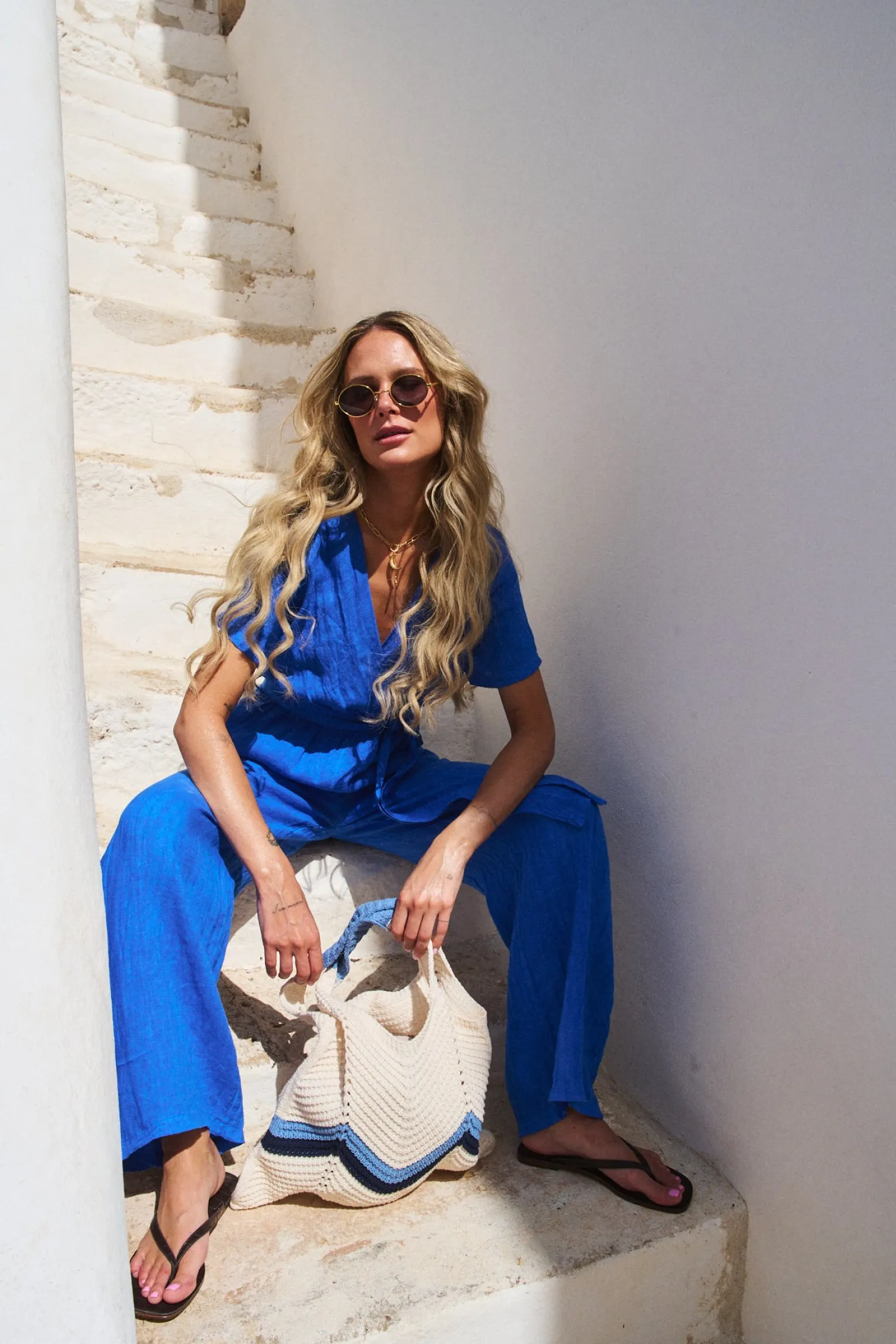 Kombinezon lniany Blue Margarita