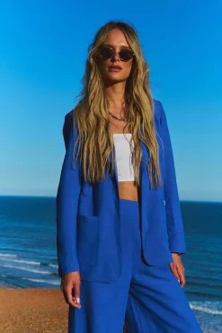Marynarka z lnem Blue Margarita