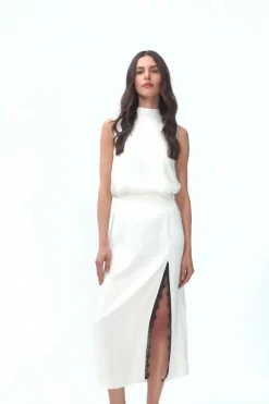 Spódnica midi z koronką Mystic Blush