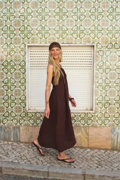 Sukienka lniana Deep Tan