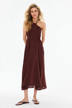 Sukienka lniana Deep Tan