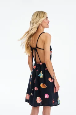 Sukienka lniana mini Dark Waters