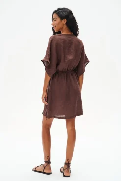 Sukienka lniana mini Marron