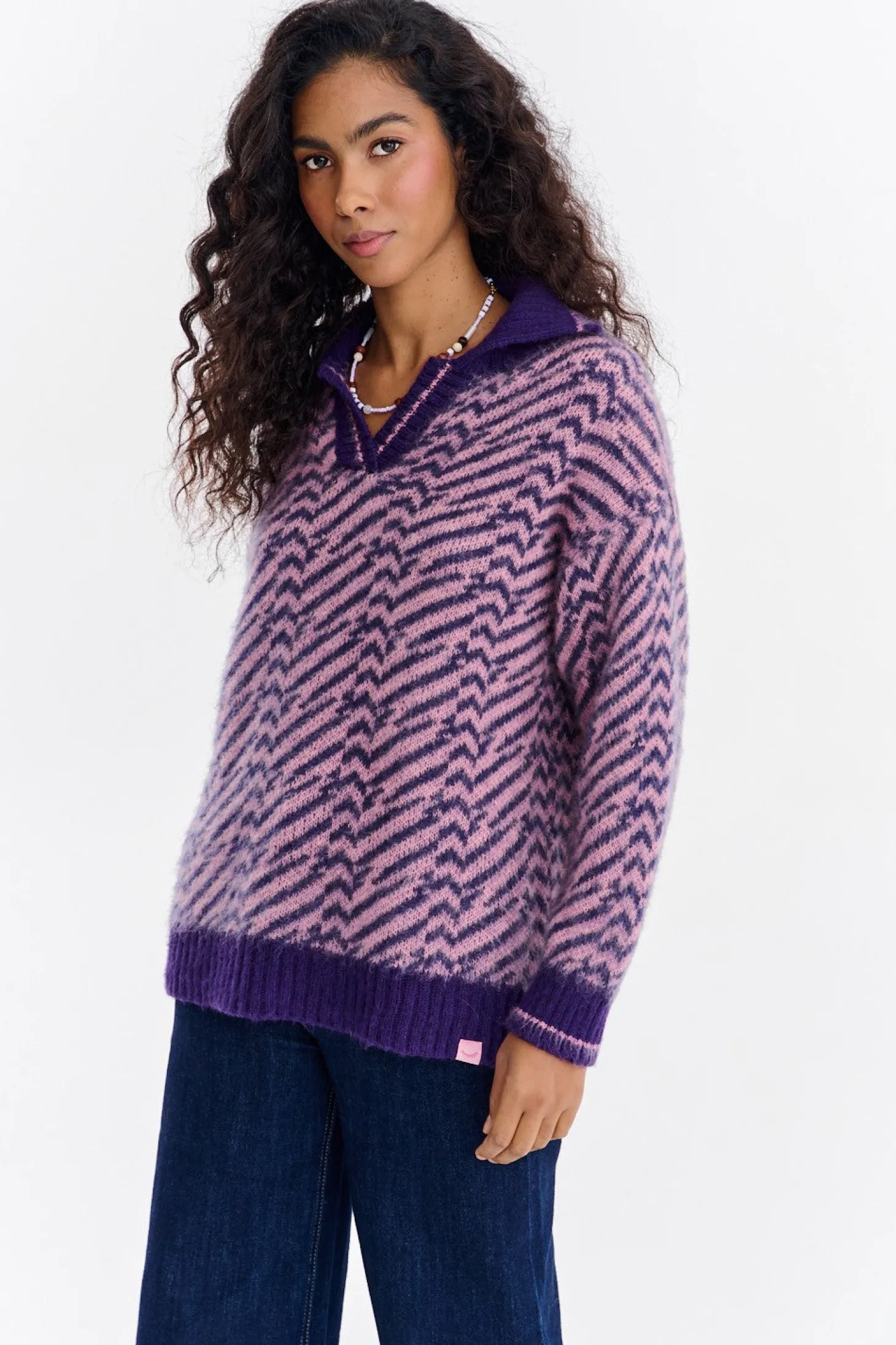 Sweter polo z moherem Touch of Mood