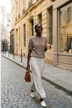 Sweter z krótkim rękawem Soft Cappuccino