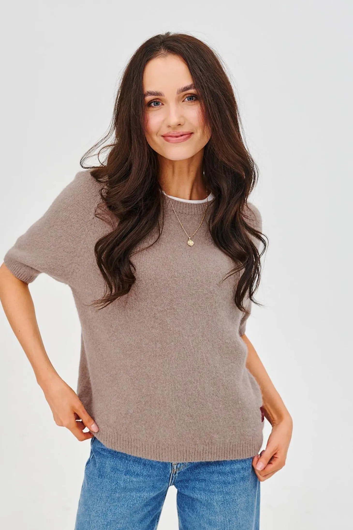 Sweter z krótkim rękawem Soft Cappuccino