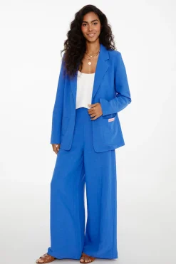 Szerokie spodnie z lnem Blue Margarita